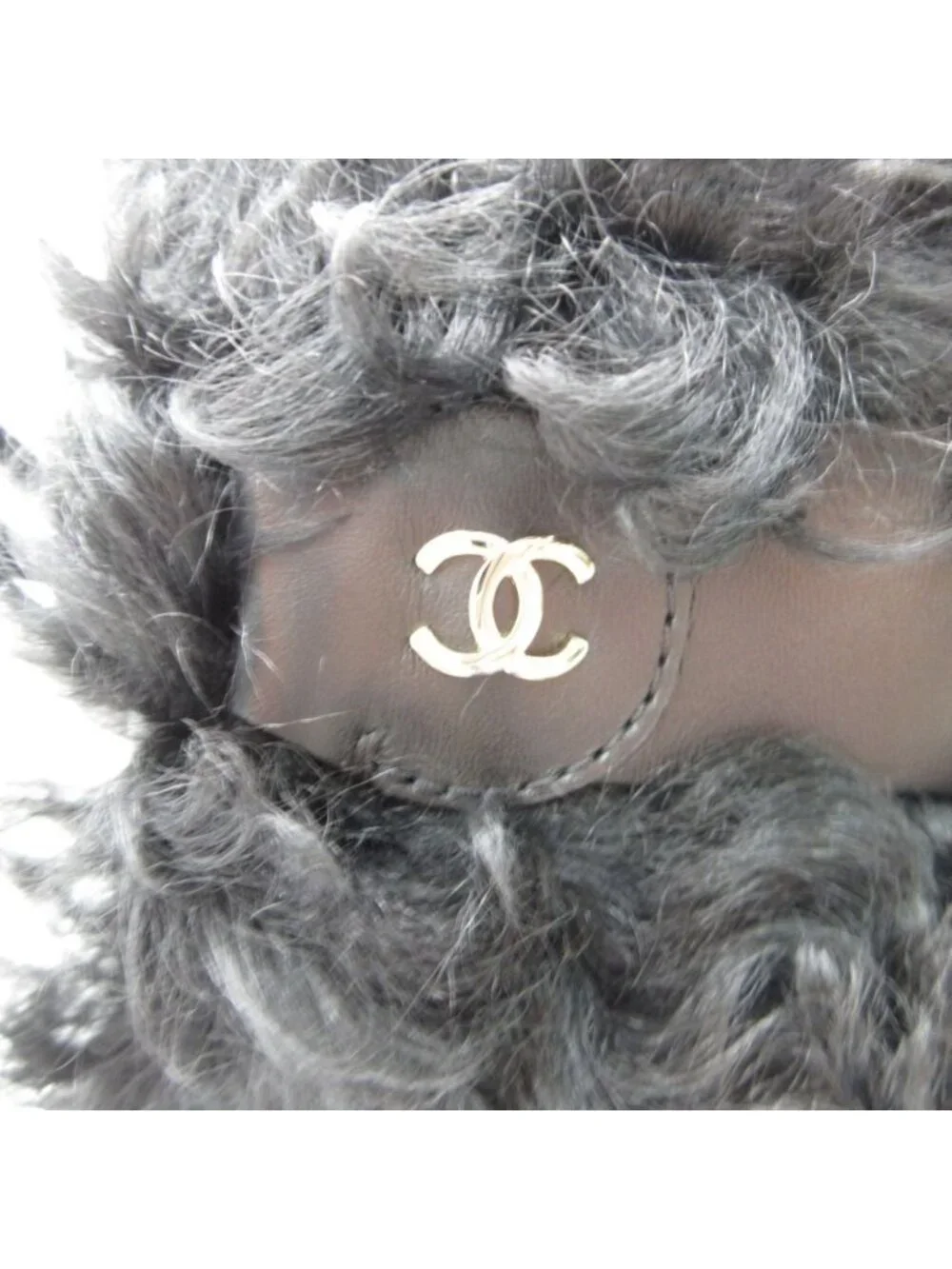 Chanel Boots Shearling Sheepskin CC Logo Shoes Black 37c